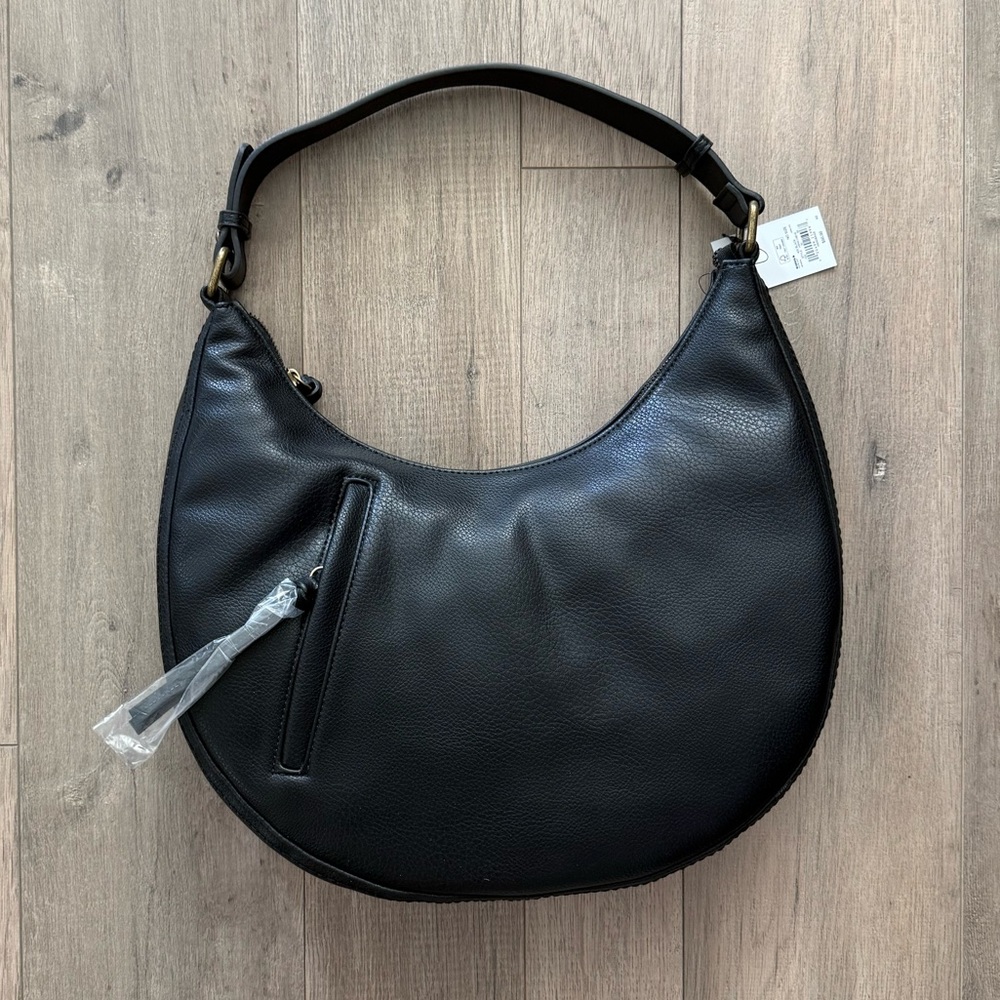 Stylish Black Vegan Leather Hobo Bag